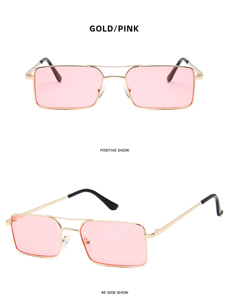Vintage Rechteck Sonnenbrille Frauen Männer klassische kleine Metall Sonnenbrille weibliche Mode Sommer im Freien fahren Urlaub Schatten – Detail 8
