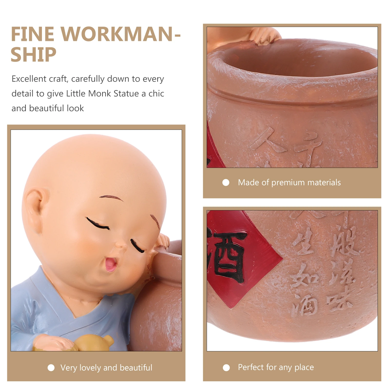 

Resin Monk Statue Car naments Dashboard Accessories Little Crafts Small Models Decorative Figurines Decorations