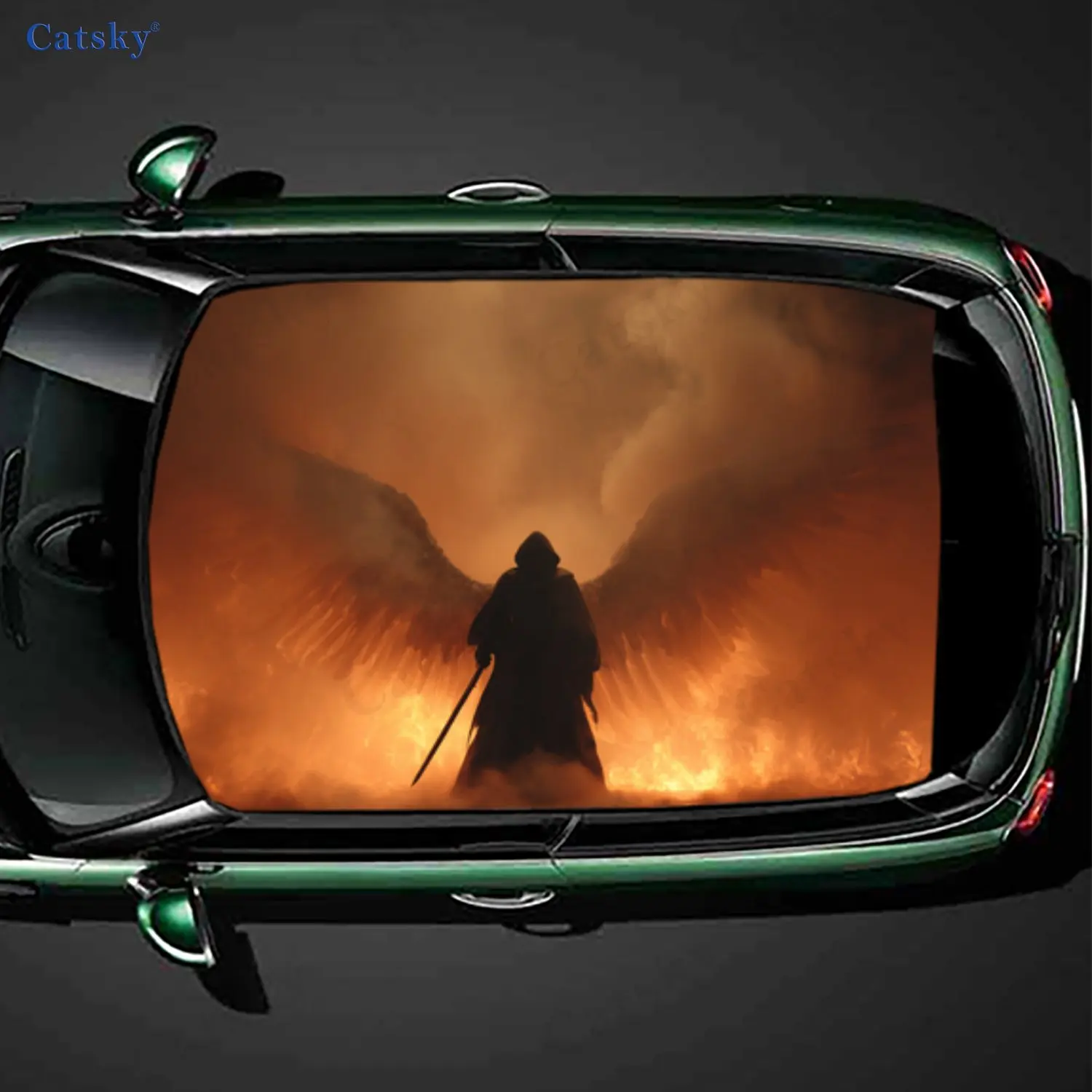 

Готическая черная фигурка халата, упаковка наклеек на крышу автомобиля, упаковка деталей гоночного внедорожника, украшение наклейки с рисунком чехла автомобиля из ПВХ, C