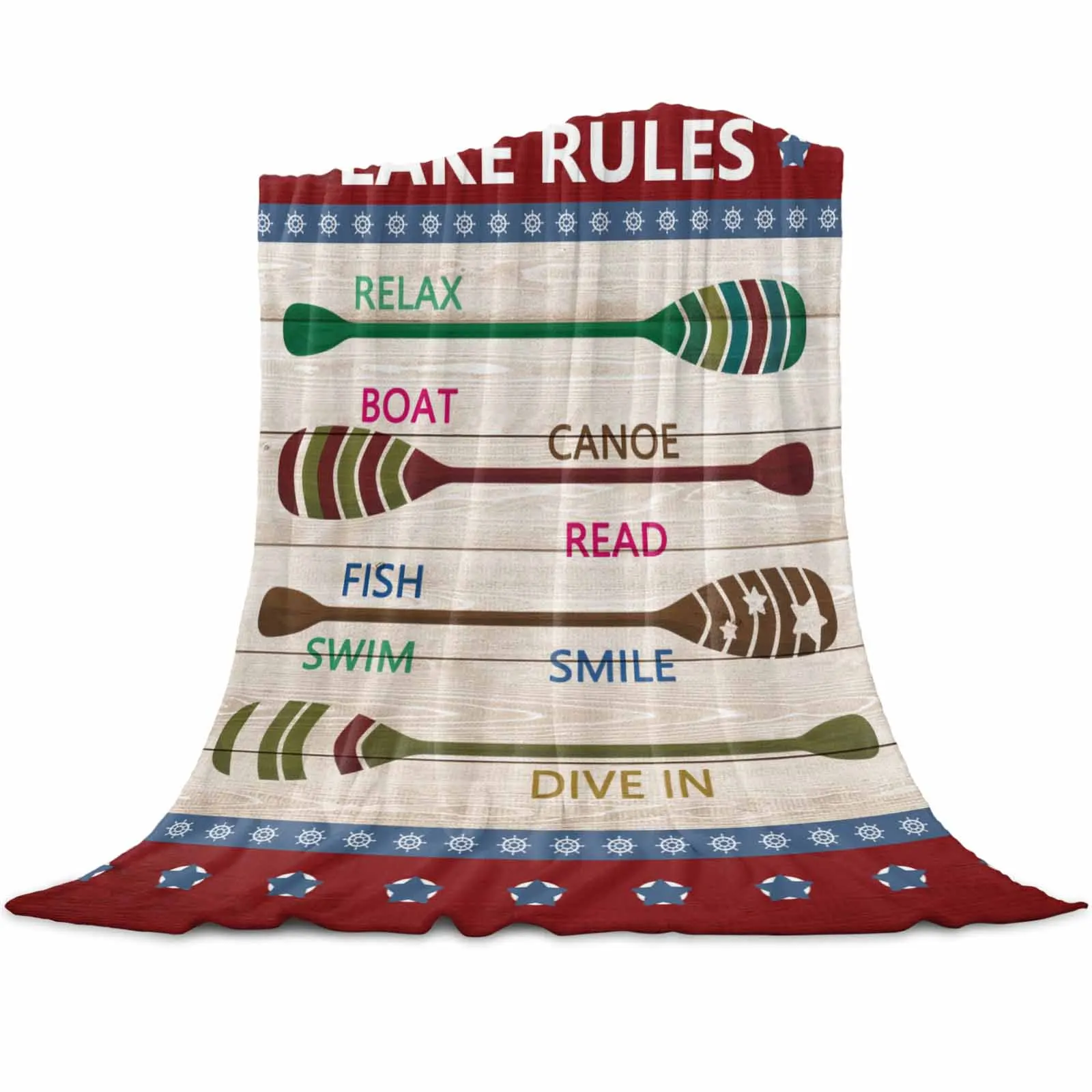 

Lake Rules Paddle Sign Activity Throws Blankets for Sofa Bed Winter Soft Plush Warm Sofa Throw Blanket Holiday Gifts