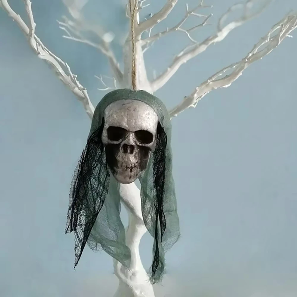 Halloween-Schädel-Dekorationen, hängende Ornamente aus Schaumstoff, Brautkleidung, Knochenkopf, Spukhaus-Horror-Dekoration, Requisiten – Detail 6