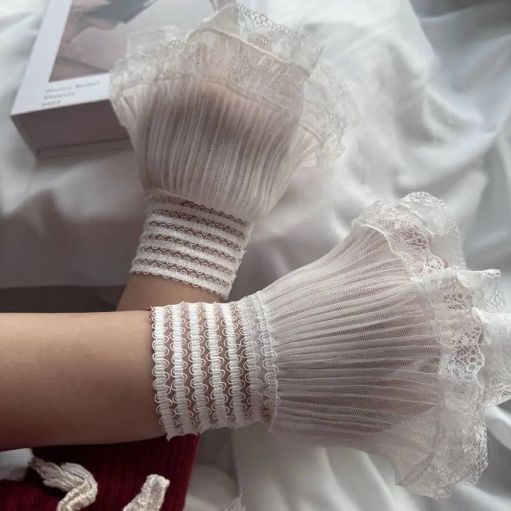 

Новые многослойные рюши-манжеты, съемные белые и черные кружевные манжеты на запястье