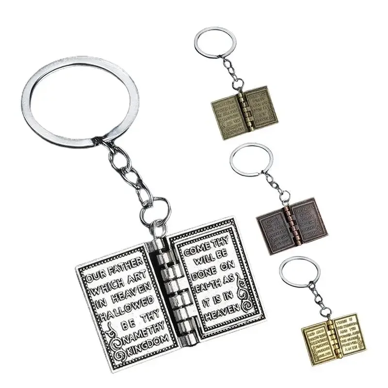 Metal Retro Flippable-page Book Pendant Keychains Book Charms Keyrings Bag Ornament Car Trinket Accessories Key Holder Gift