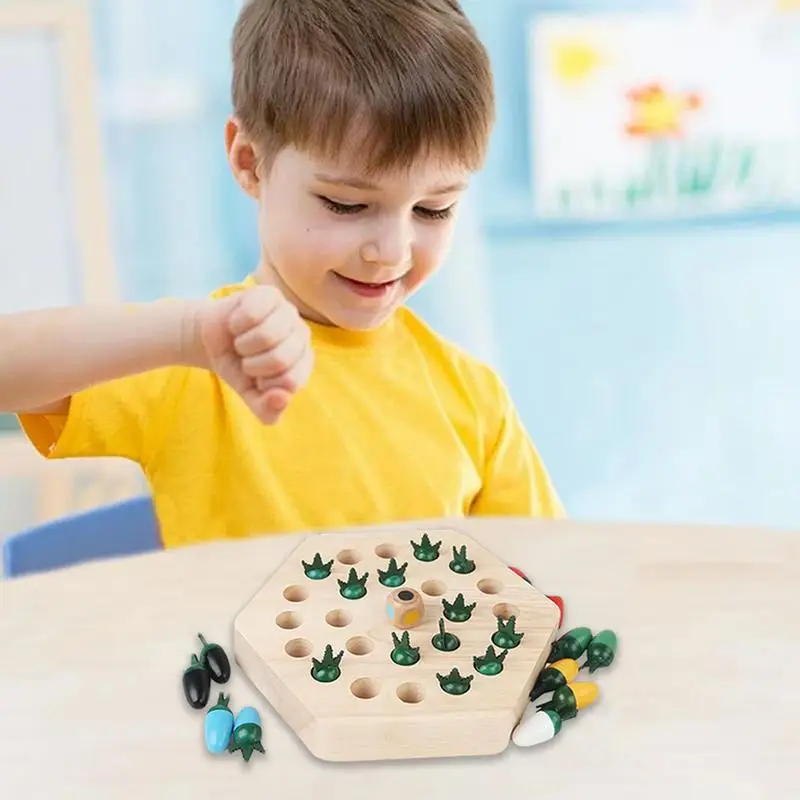 Gioco di memoria in legno a forma di carota gioco di memoria abbinato al colore giocattolo per lo sviluppo precoce Set di giochi da tavolo per scacchi educativi Montessori