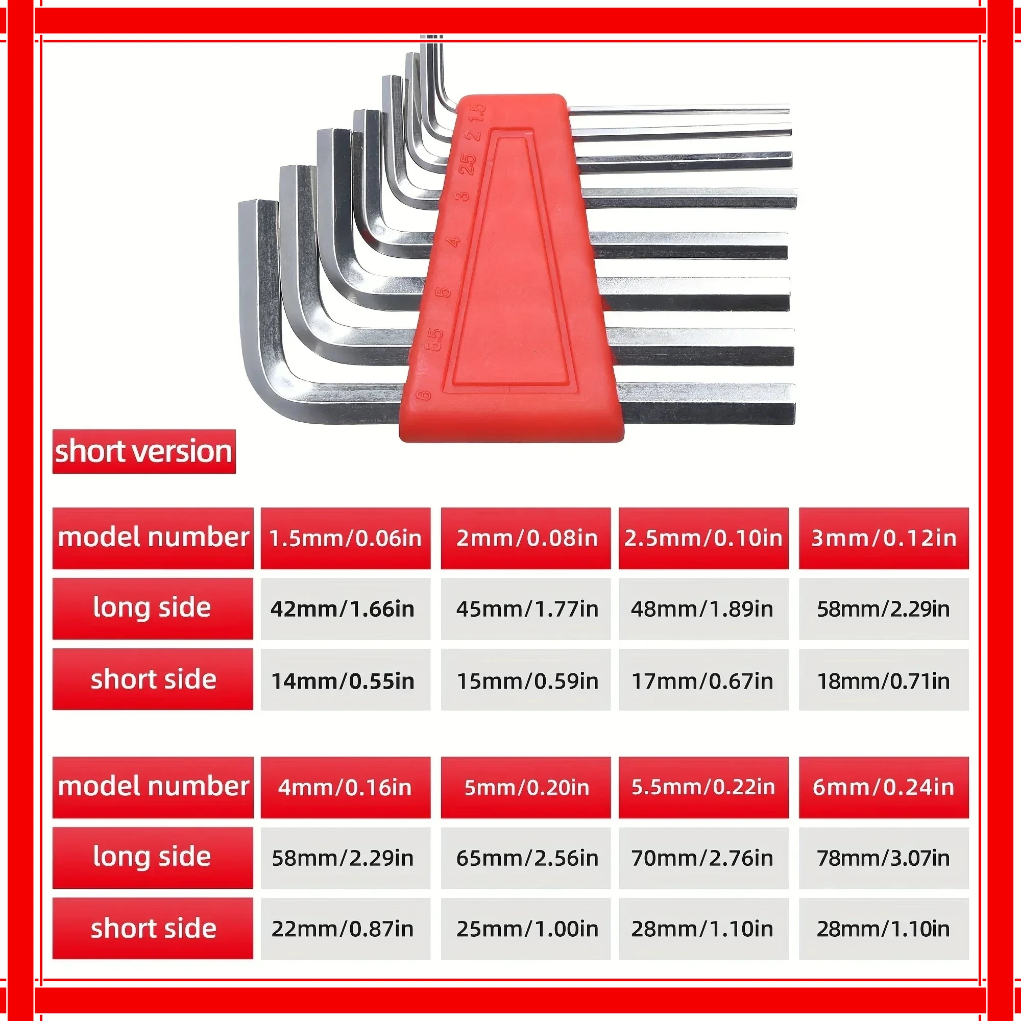 8 قطعة مفتاح ألين مفتاح ربط متري مفتاح ربط L مفتاح الربط مفتاح ألين مجموعة أدوات الذراع القصيرة سهلة الحمل في الجيب 2025