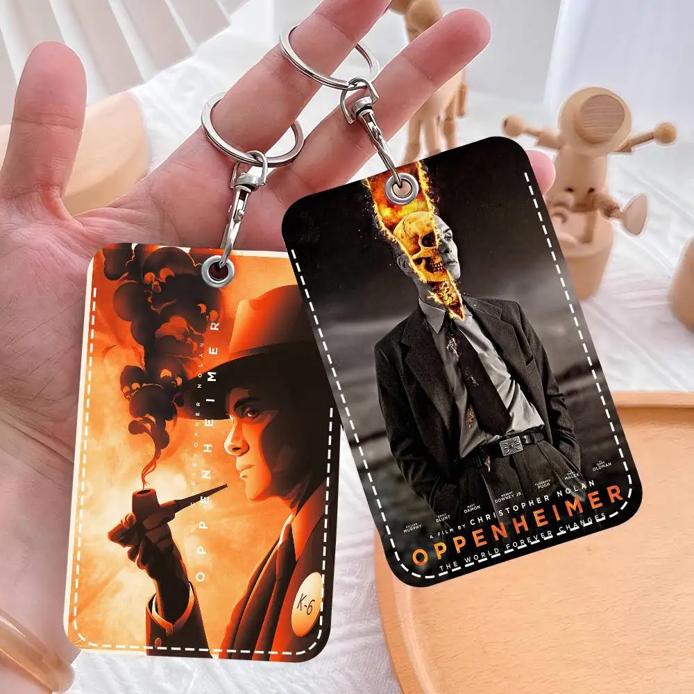 

Movie Oppenheimer Trendy Leather Card Case Keychain Sturdy Holder For Credit And Transit Cards