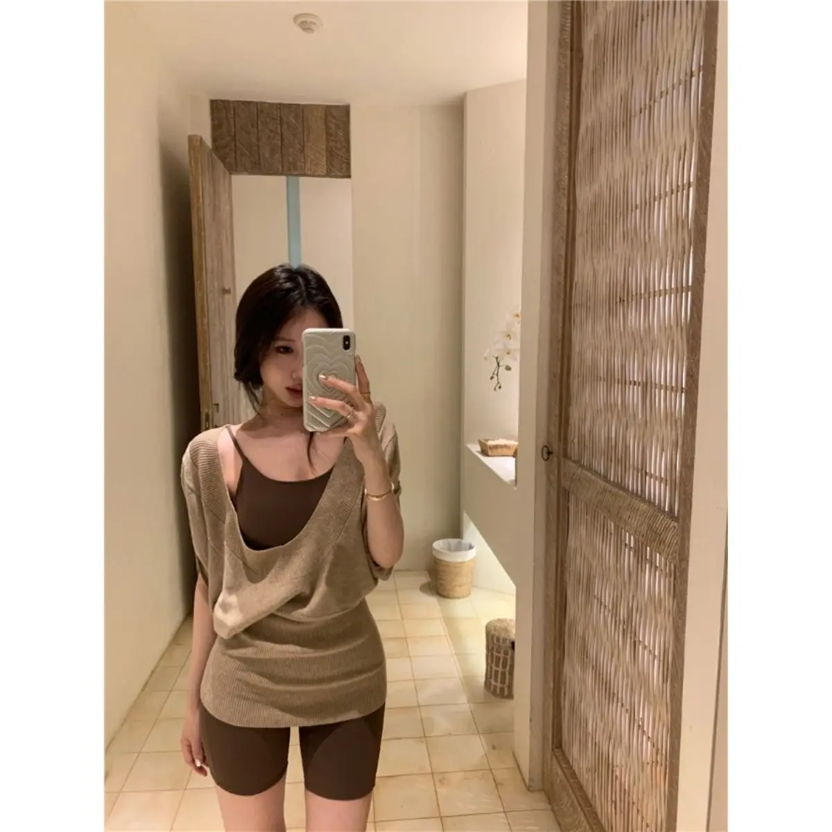 2 Piece Sets Womens Outfits Summer High-end Designed Niche Lazy Casual Style Long-sleeved Knitted Hoodie and Suspender Jumpsuit