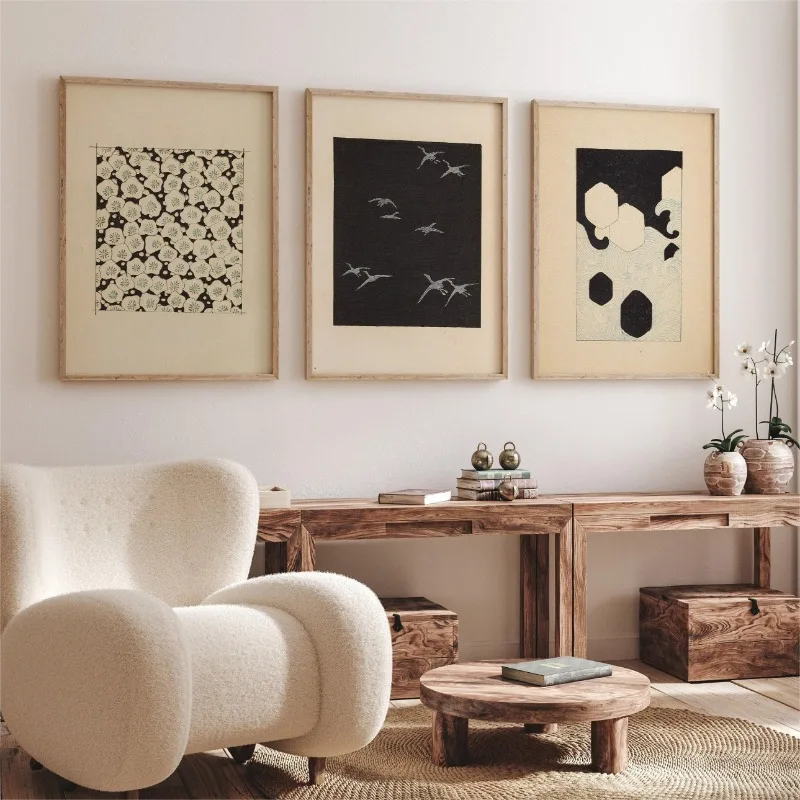 Minimalist Japanese Black and White Abstract Sea Wave Posters and Prints Canvas Printing Wall Art Picture for Living Room Decor