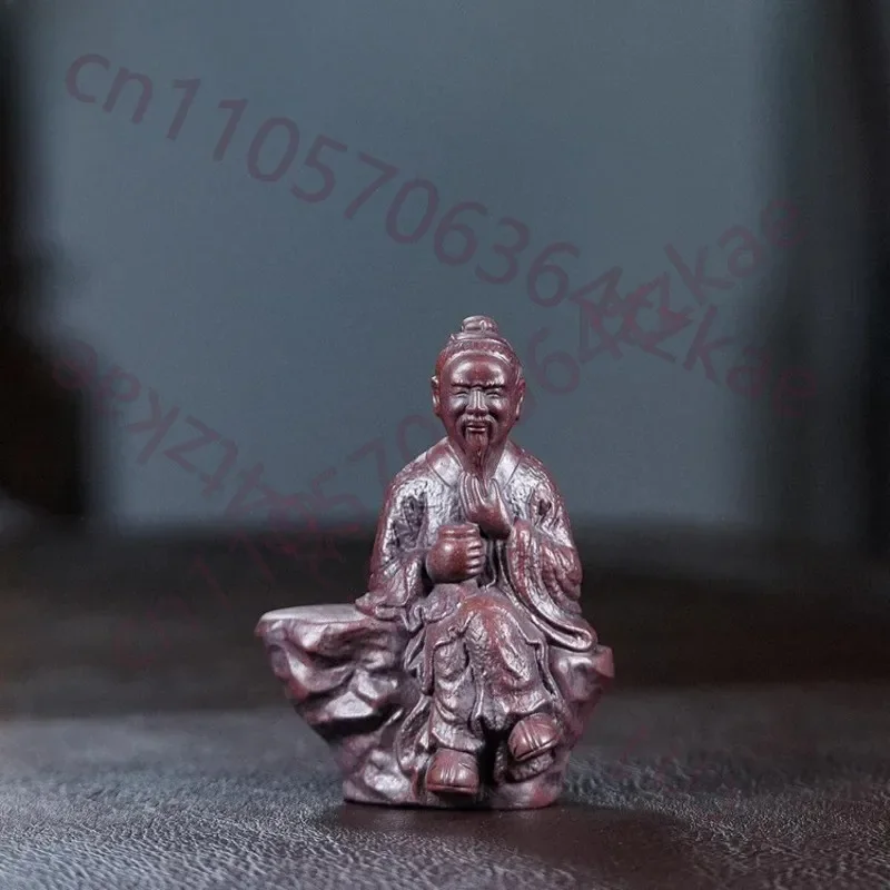 9.5cm Exquisitely Yixing Purple Clay Tea Saint Lu Yu Tea Statue Ornament