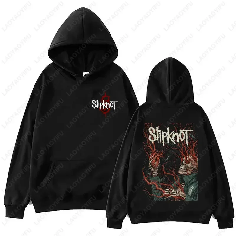Neuer Stil: Herren-Hoodie mit Slipknot-Grafik in Schwarz – Oversized-Pullover mit Nu-Metal-Band-Print, Streetwear, lockere Passform – Detail 10