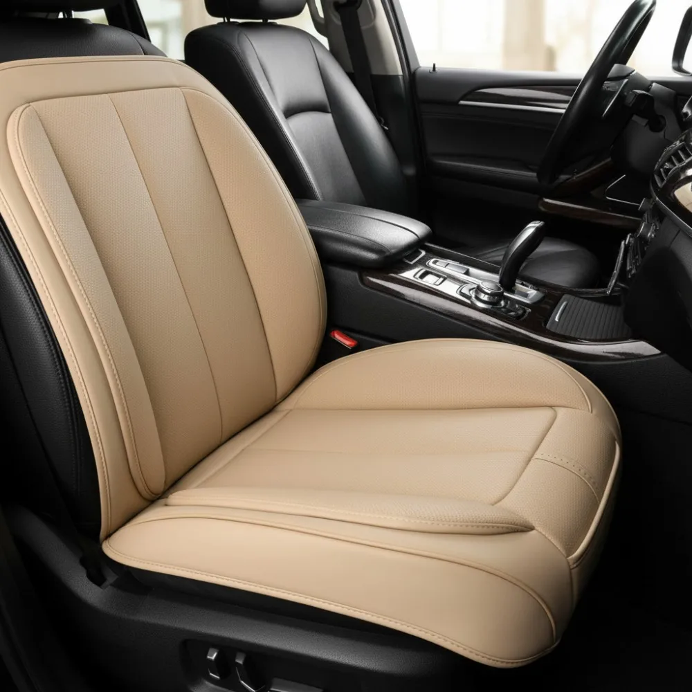 

2 Pack Anti-Slip Leather Car Seat Covers Bottom Only, Universal Fit for Most Vehicles with Storage Function