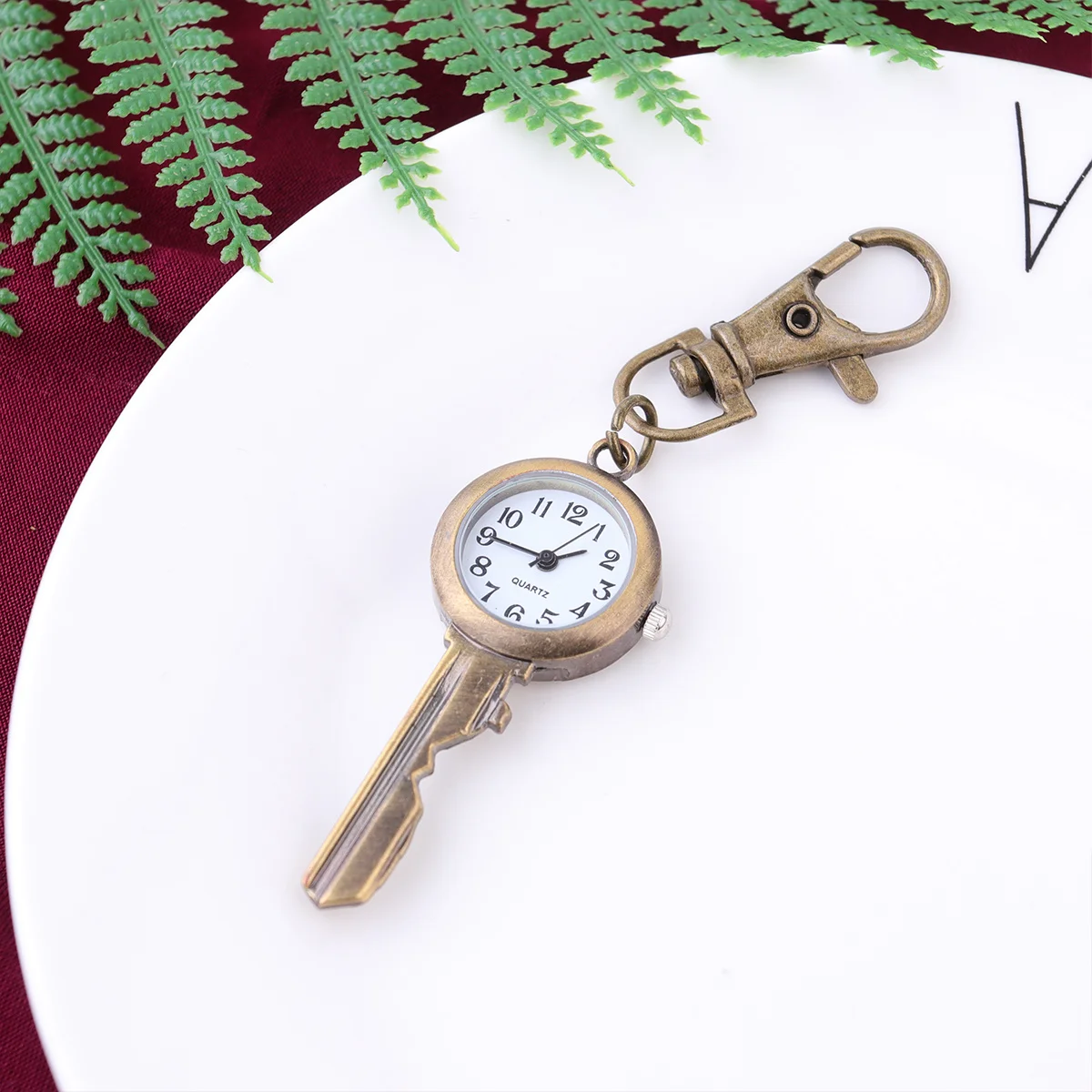 Retro Hanging Watch Premium Metal Key Shape Design Large Number Easy Read Time Creative Portable Gift for Friends Family