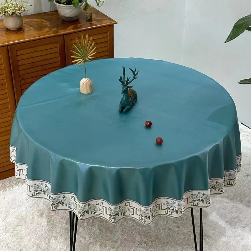 2024 New Chinese style round tablecloth oil-proof, wash-free and scalding-proof cloth for home use