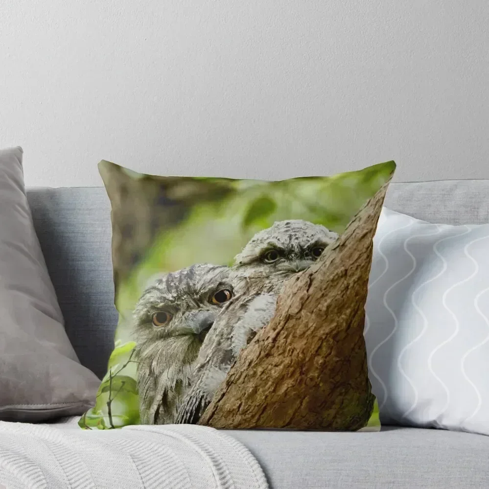 

I'll Watch Over You - Tawny Frogmouth Parent and Chick Throw Pillow New year Christmas Pillows pillow