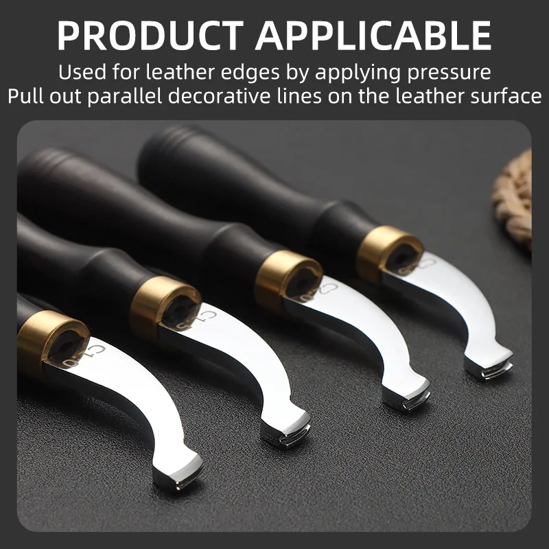 Leather Edge Creaser 1.0-2.5mm Ebony Handle Arched Edge Press Leather Trimming Line Marker DIY Leather Craft Tool