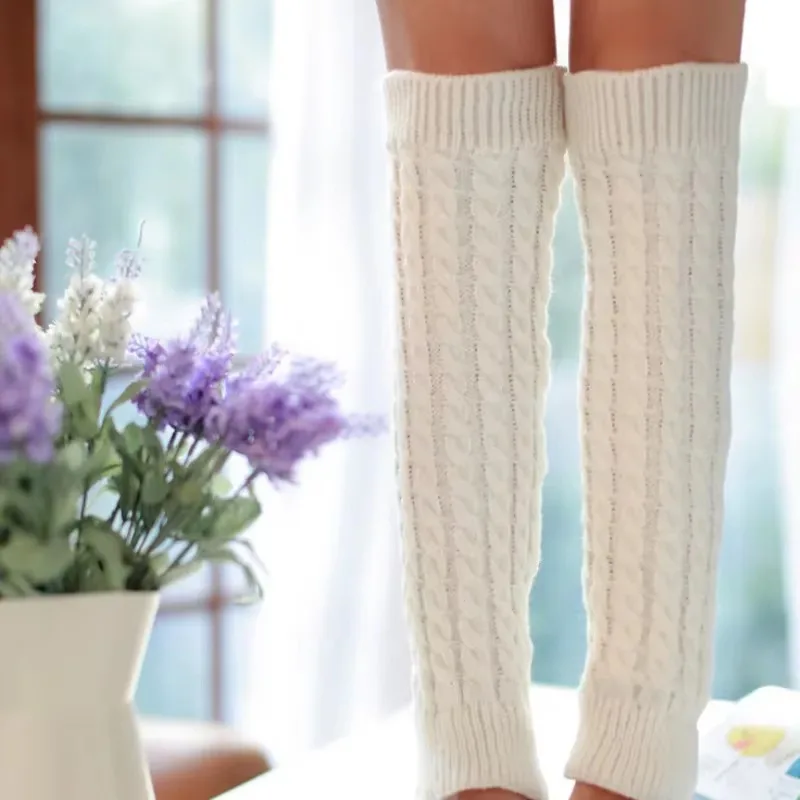 Woman Thigh High Warm Black Christmas Gifts Knit Knitted Knee Socks Winter Leg Warmers for Women Fashion Gaiters Boot Cuffs