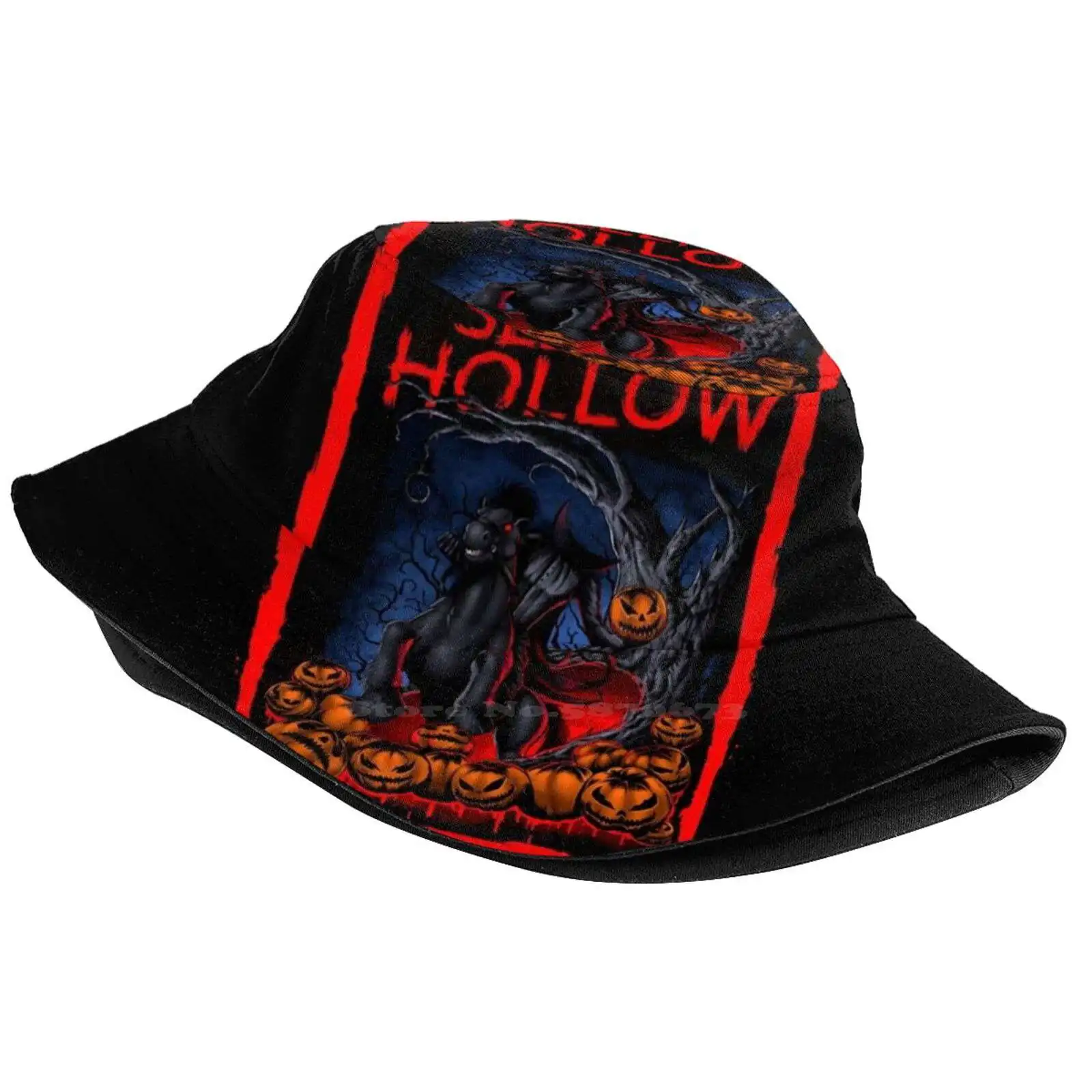 Sleepy Hollow Uv Protection Foldable Bucket Hats Women Men Halloween Gothic Dark Tim Burton Pumpkins Sleepy Hollow Sleepy