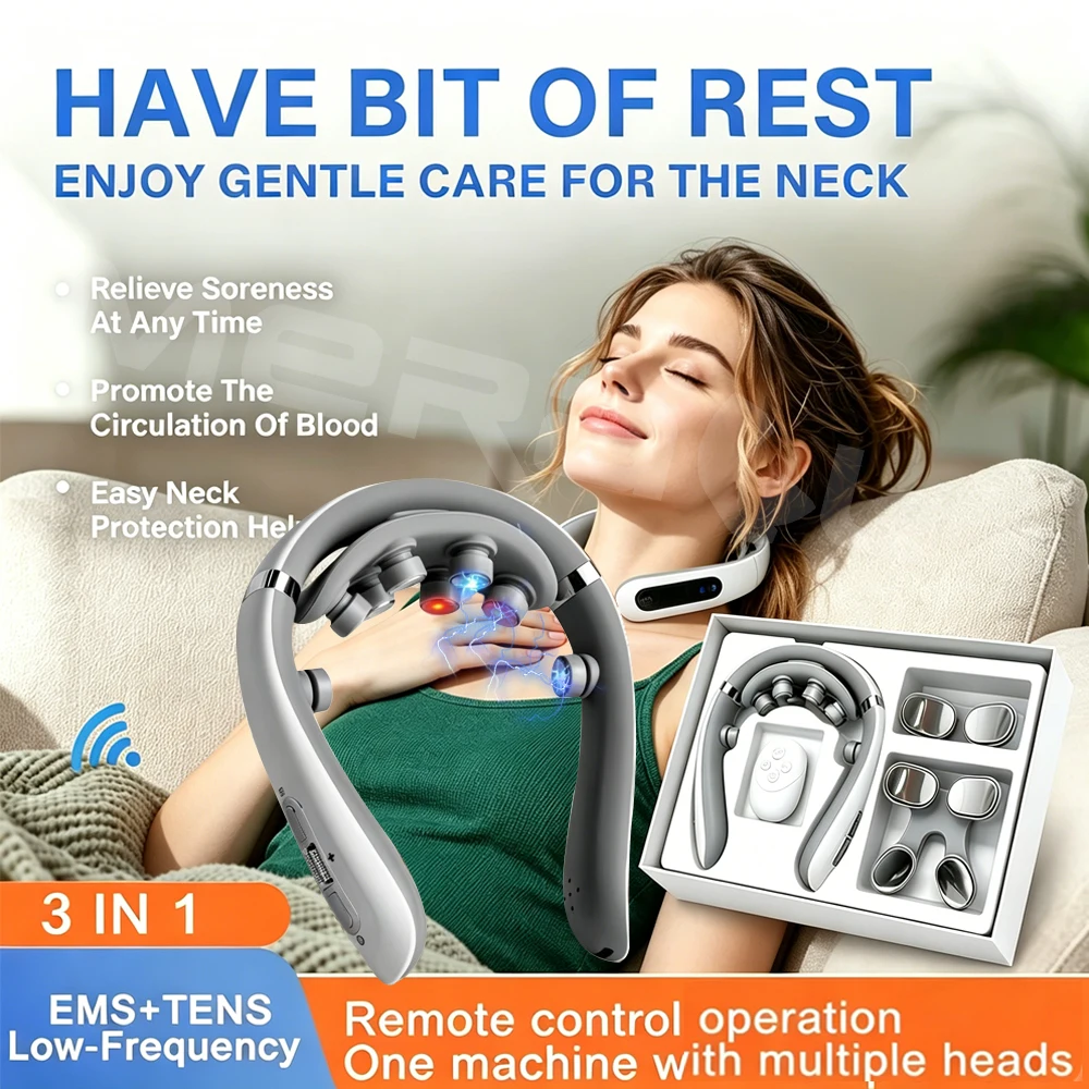 Tens Pulse Back Neck Massage Wireless Neck Sholder Cervical Massager Cervical Massager Relief Relaxation Muscle Kneading Massage
