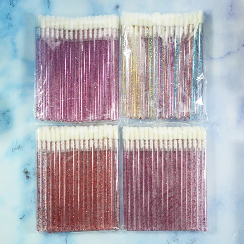 50 Uds. De pinceles desechables de cristal para labios, varillas para rímel, aplicador, cepillos de diamante, cosméticos para suministros de extensiones de pestañas