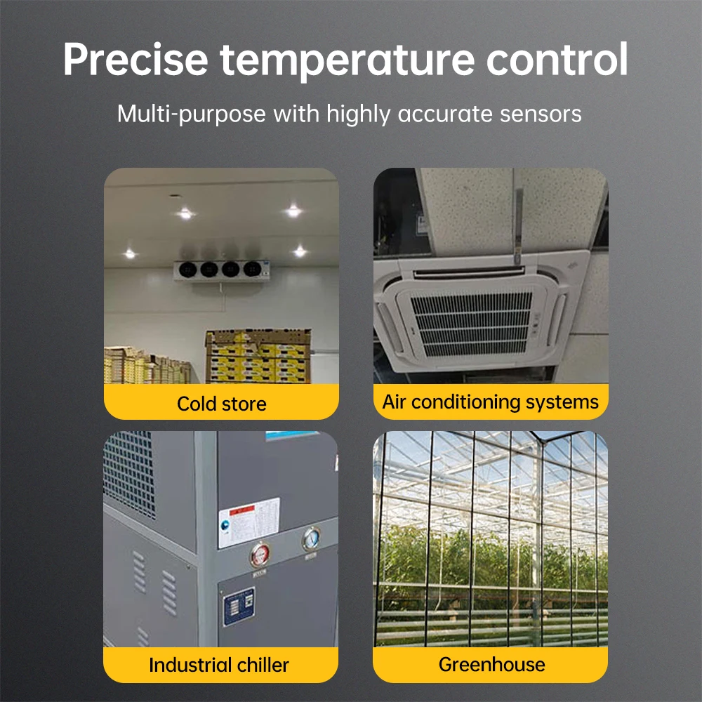 DC 12V/24V AC 110V/220V ตัวควบคุมอุณหภูมิ -50~110 ℃   ตัวควบคุมอุณหภูมิคอมเพรสเซอร์/ฟรอสต์/พัดลม 3 in 1 พร้อมหัววัดกันน้ํา