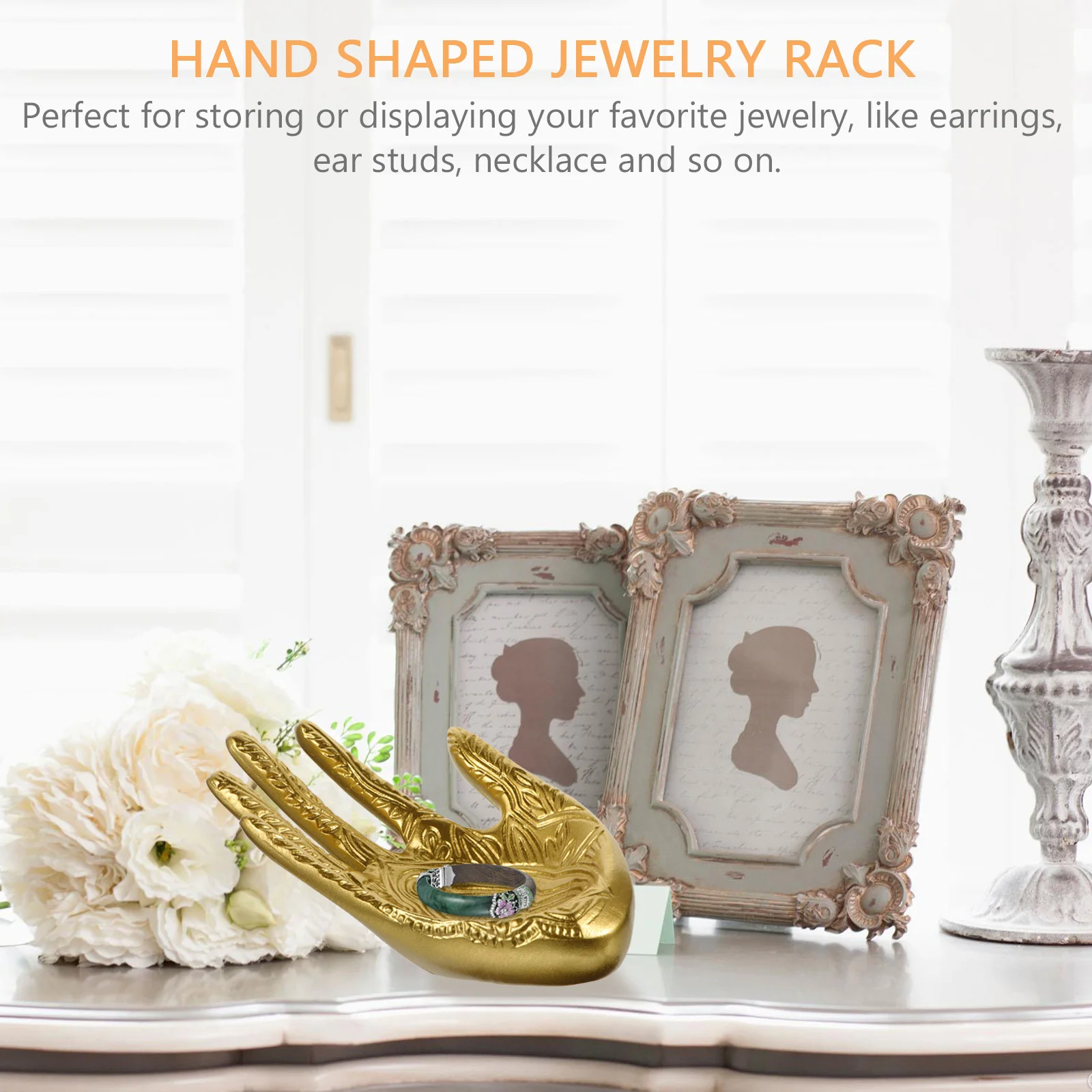 Buddha Bead Necklace Rack Hand Shaped Jewelry Holder Resin Display Stand For Earrings Bracelets Ring Organizer Home Decor