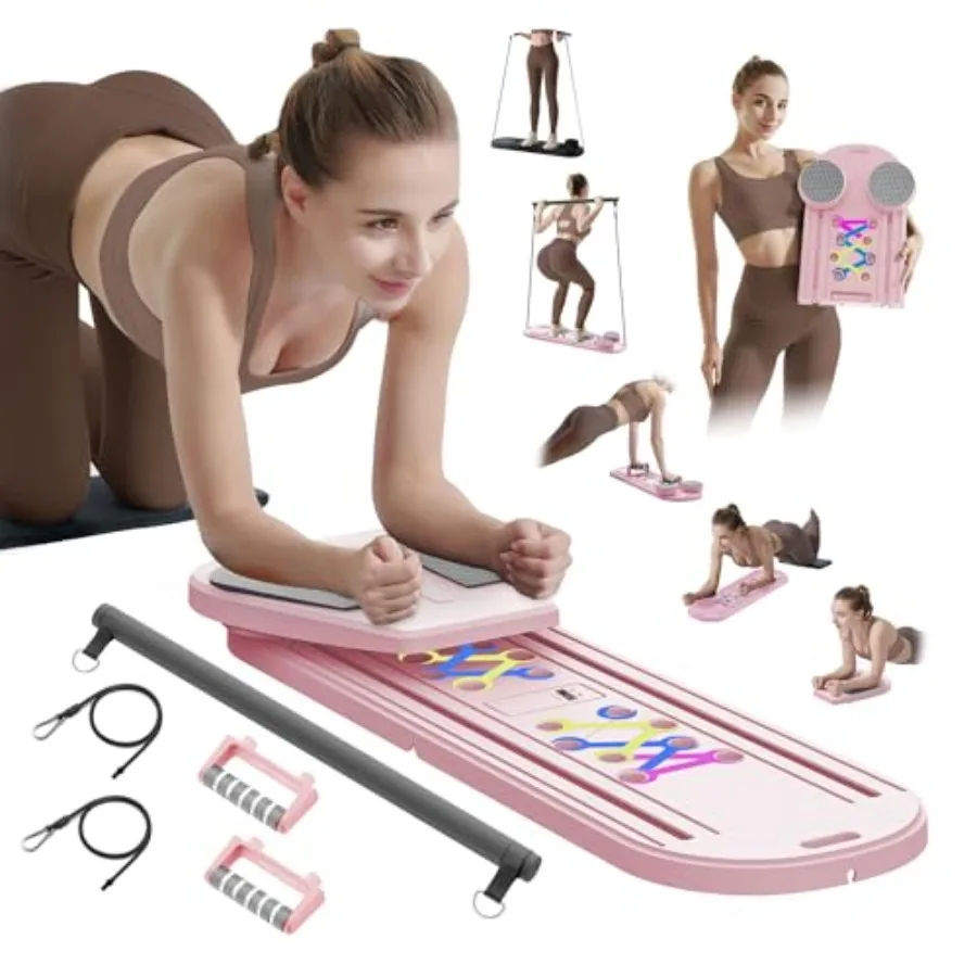 

Многофункциональная складная доска для пилатеса (реформер) для тренировки мышц пресса и кора, розовая, для домашних тренировок, для женщин и мужчин, для начинающих