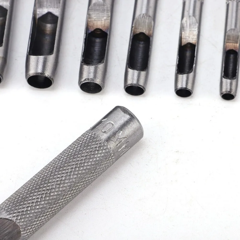 Juego de punzones huecos de cuero de 1-10mm, 14 Uds., artesanía de cuero, perforadora de agujeros huecos redondos para cinturón, junta de correa de reloj, perforadora hueca de cuero