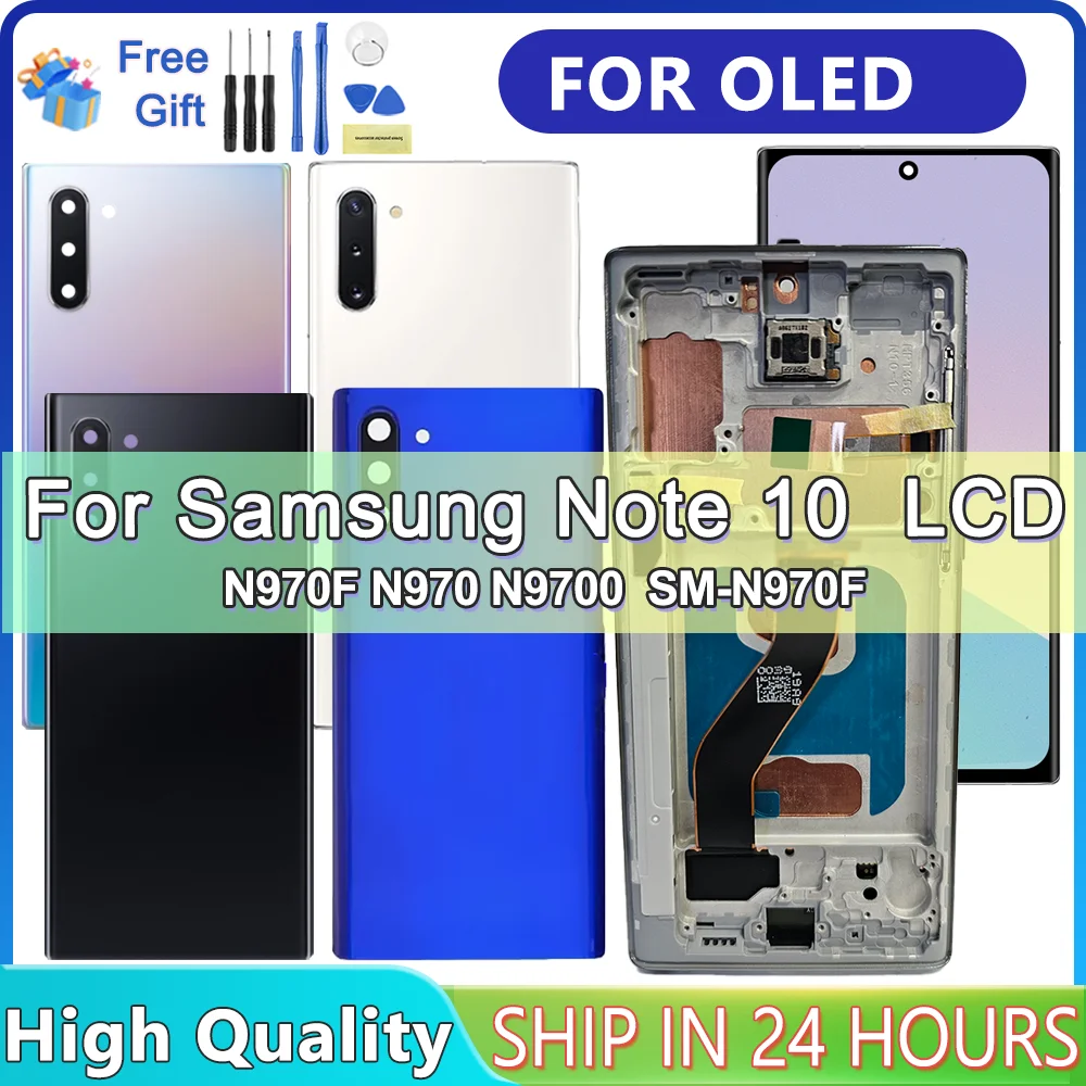 For OLED Note 10 Display For Samsung Galaxy Note 10 N970F N970 N9700 LCD With Frame Touch Screen Digitizer Assembly Replacement