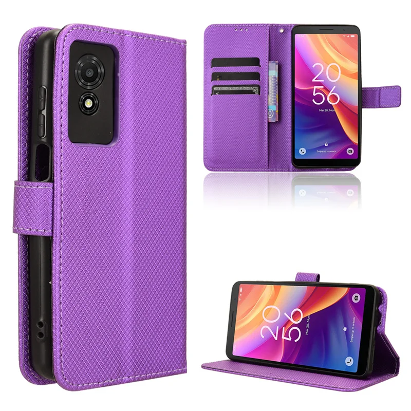 For TCL 501 4G Flip Luxury Cover Diamond Pattern Skin PU Leather Wallet Stand Case For TCL 501 TCL501 4G Phone Bags