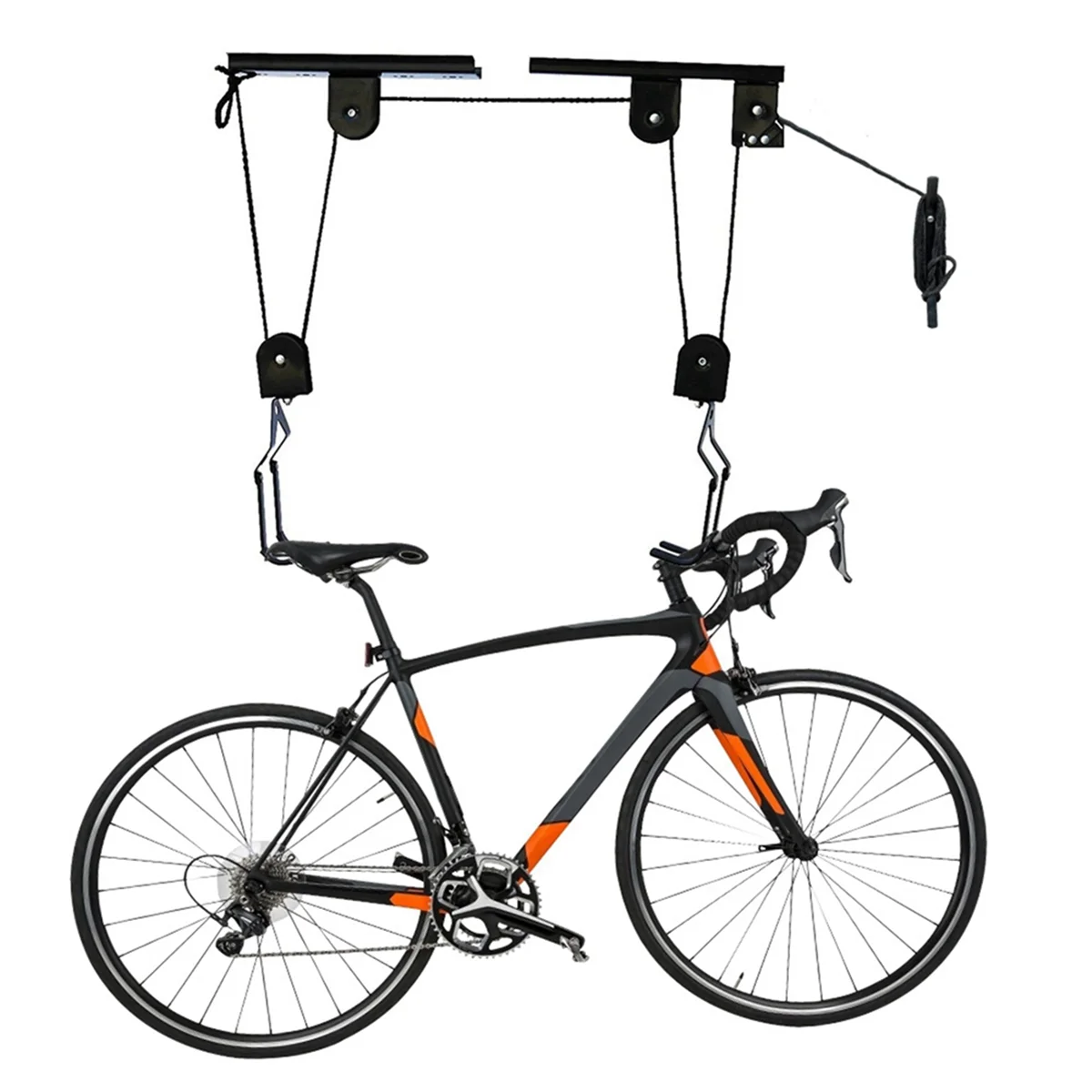 Garage Ceiling Bike Hoist System - Pulley Storage with Bike Hangers, Efficient Space-Saving Mount for Bicycles
