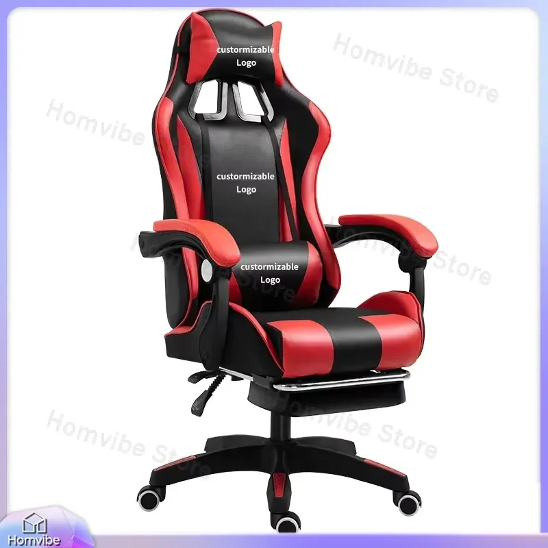 Ergonomic Gaming Chair High Back Racing Style Computer Chair with Lumbar Support Footrest PU Leather Swivel Office Chair for view 3