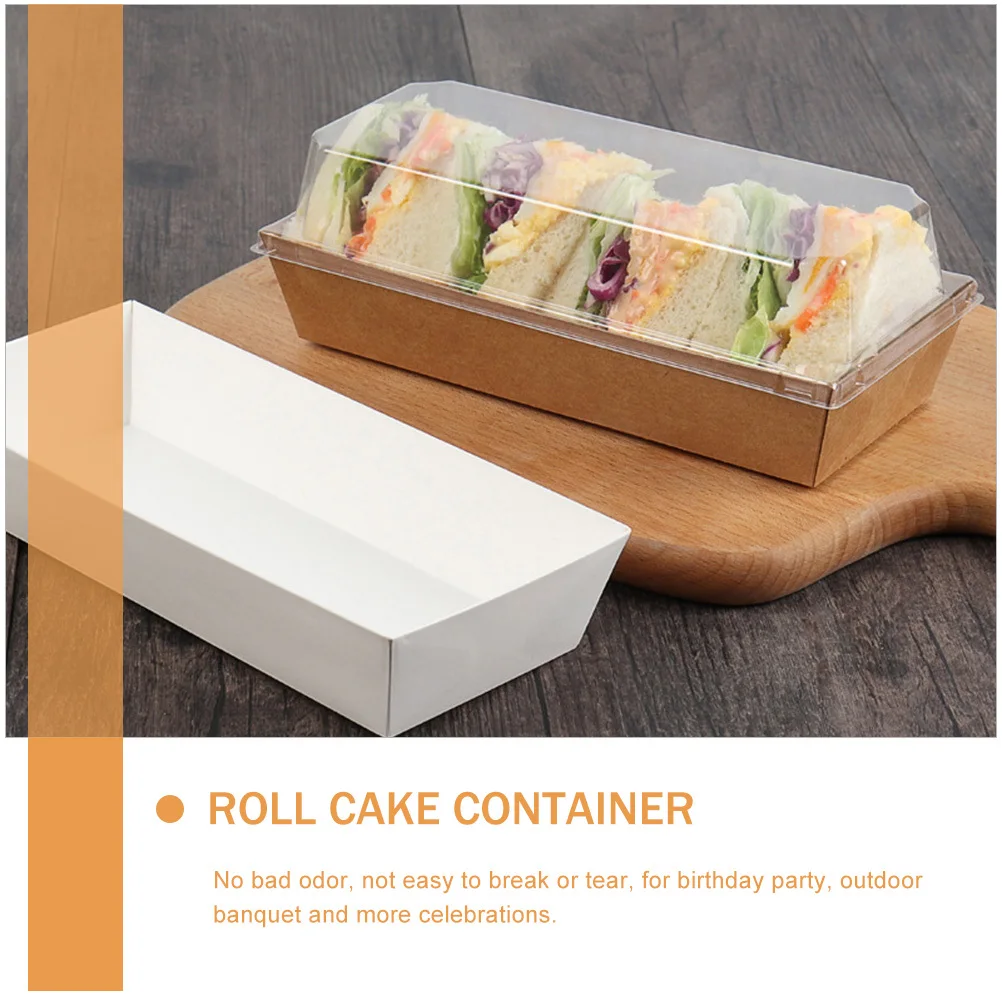 

50pcs Cake Roll Packaging Multi-Functional Portable Dessert Container For Birthday Party Outdoor Banquet Baking Food Box Sushi