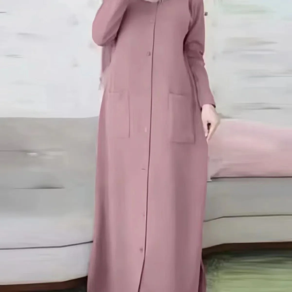 Loose Shirt Dress for Women Casual Elegant Single-breasted Long Dress Simple Muslim Dress Women Modest Islamic Clothing Vestidos