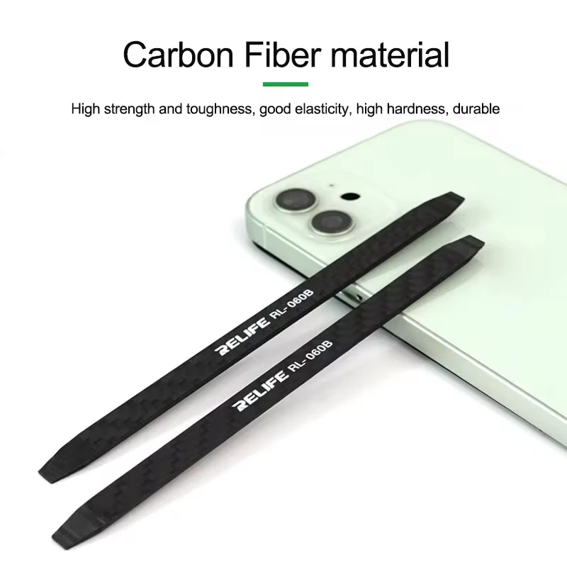 RELIFE RL-060B Barra de palanca de desmontaje no magnética de fibra de carbono herramienta de desmontaje táctil de batería conductora térmica antiestática