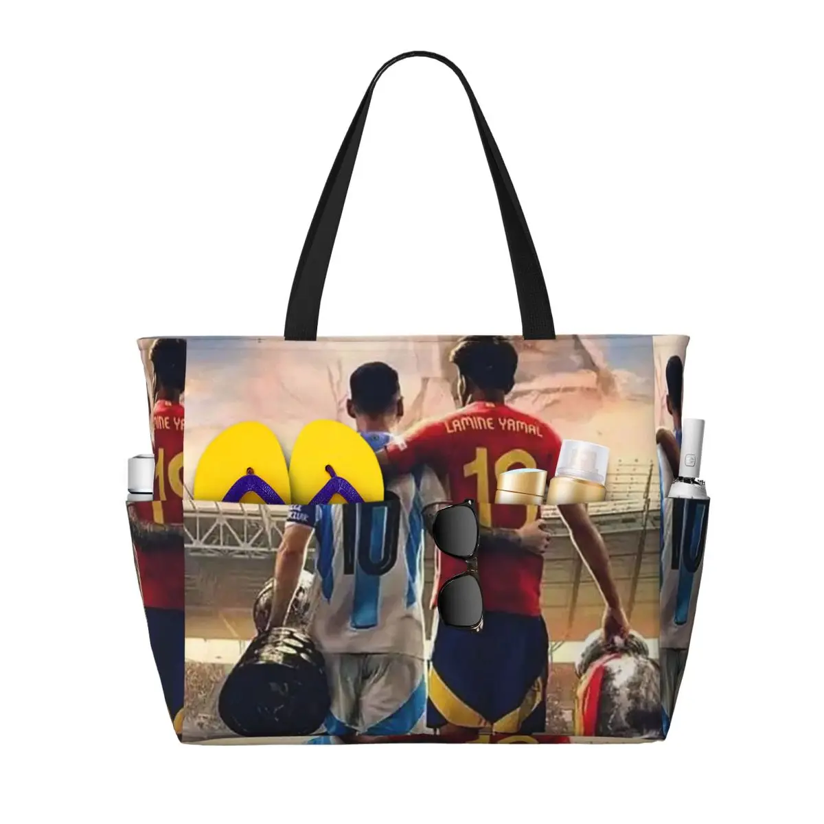 

LY-Lamine Yamal And M-Messi Beach Tote Bag Sport Gym Yoga Duffle Large Tote Bag Women Travel Bag Fitness bag