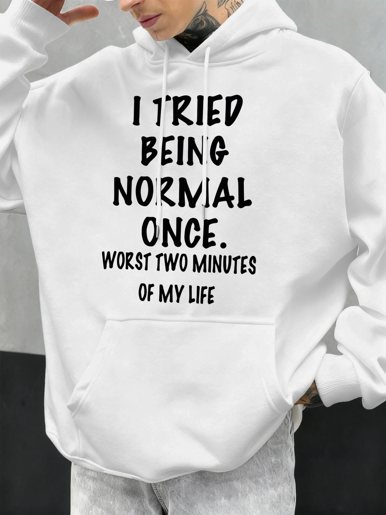 

Мужские флисовые худи с забавным дизайном «Сохраняй спокойствие и нормальность», с карманами, осенние пуловеры, повседневные топы, модная уличная одежда