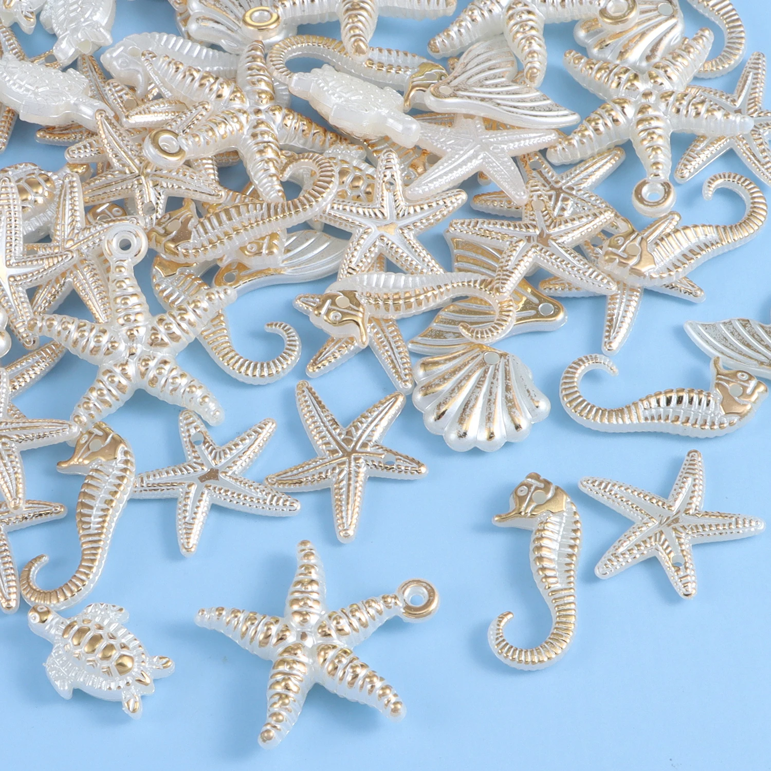 30 pieces of ocean series random mixed pearl shell starfish pendant Diy jewelry accessory bracelet earring pendant