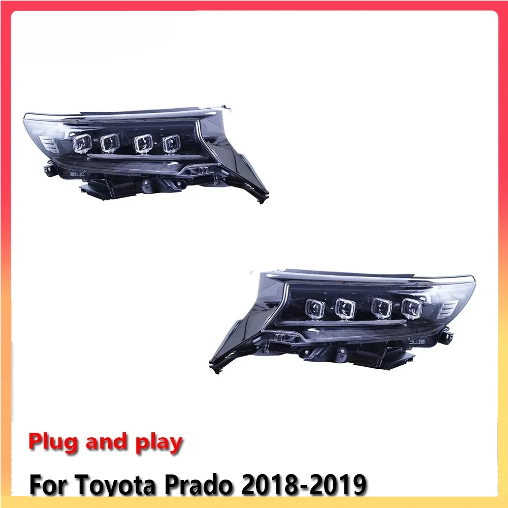 

Автомобильные светодиодные фары, автомобильные детали для Toyota Prado 2018-2019, противотуманные DRL, стоп-сигнал, указатель поворота, Plug and Play