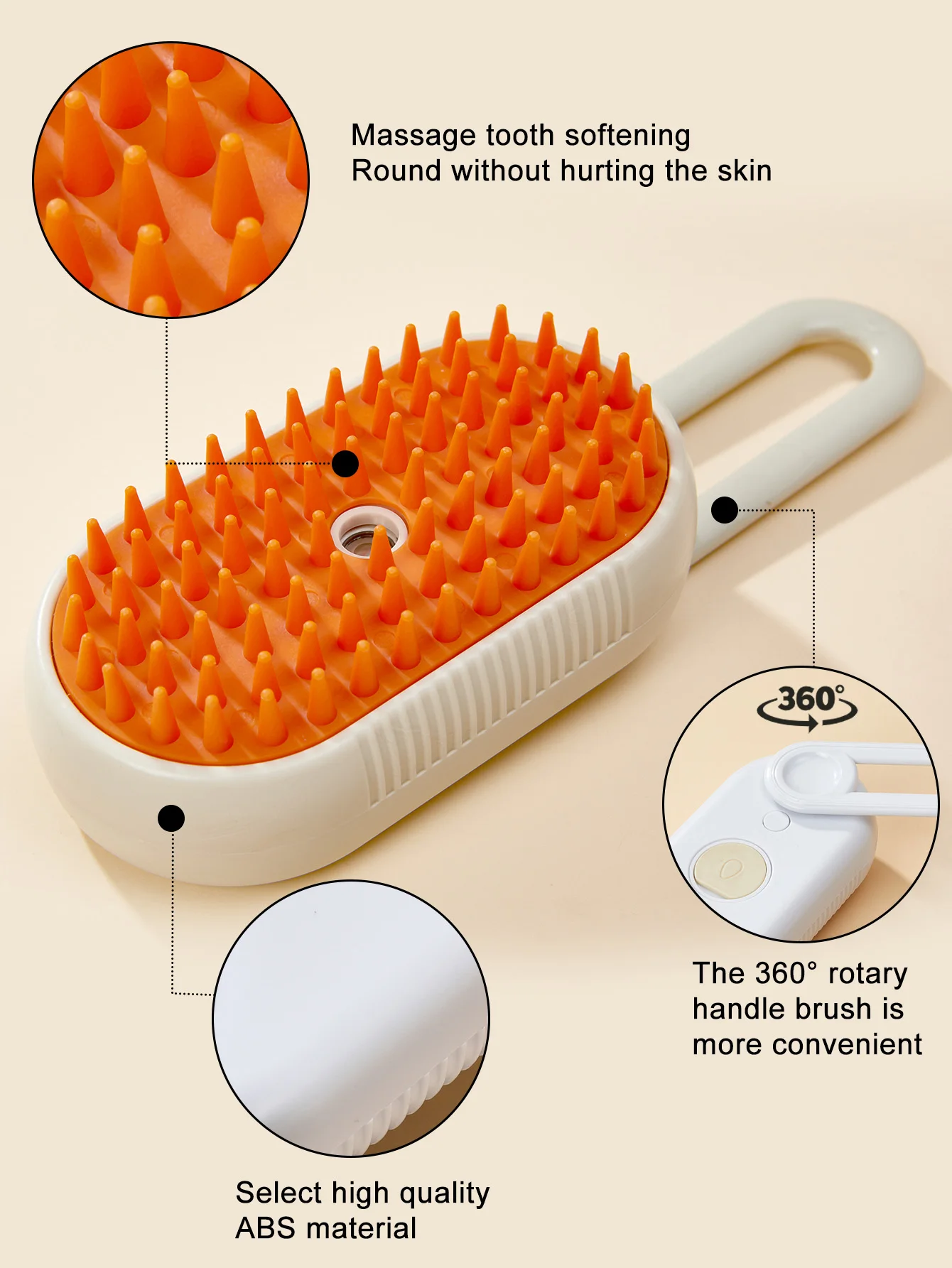 Cat Dog Pet Spray Massage Brush One Button Steam Spray Folding Rotatable Floating Hair Bath Hair Removal Brush Comb