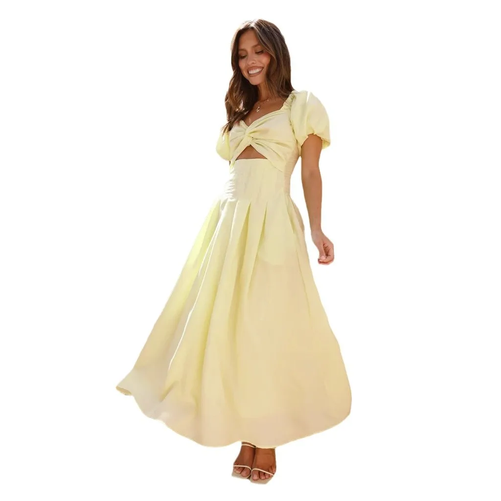 2025 Wiosna/lato Sexy Slim Fit Sexy Hollow Out Sukienka damska High-end Feeling Slim Fit Backless Vacation Style Mid Length Dress