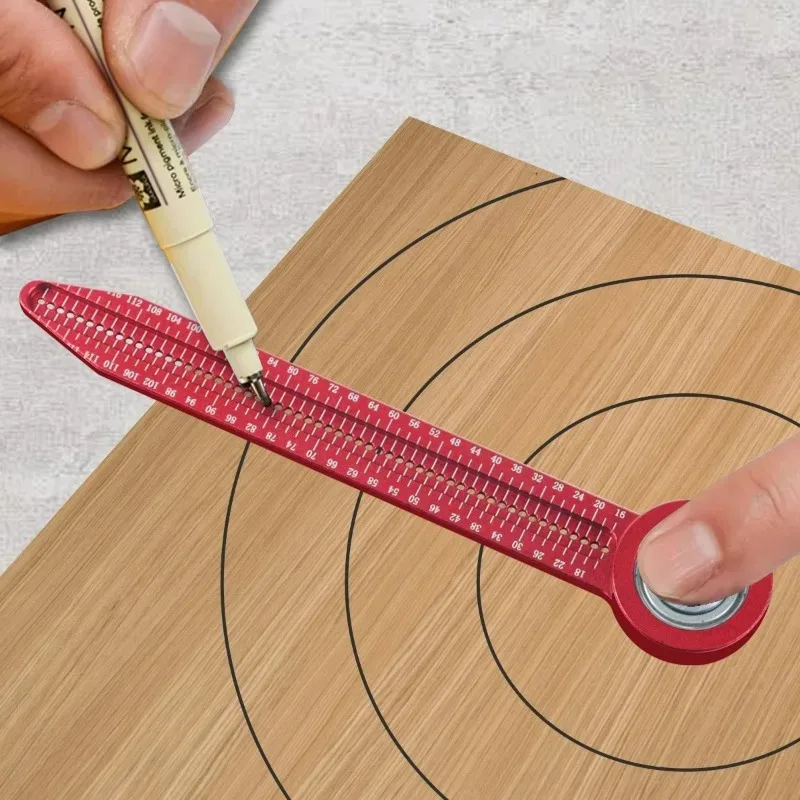 Adjustable Rotary Ruler Woodworking Drawing Circular Drawing Tool Hole Ruler for Carpenter Drafting DIY Marking Compass Tools
