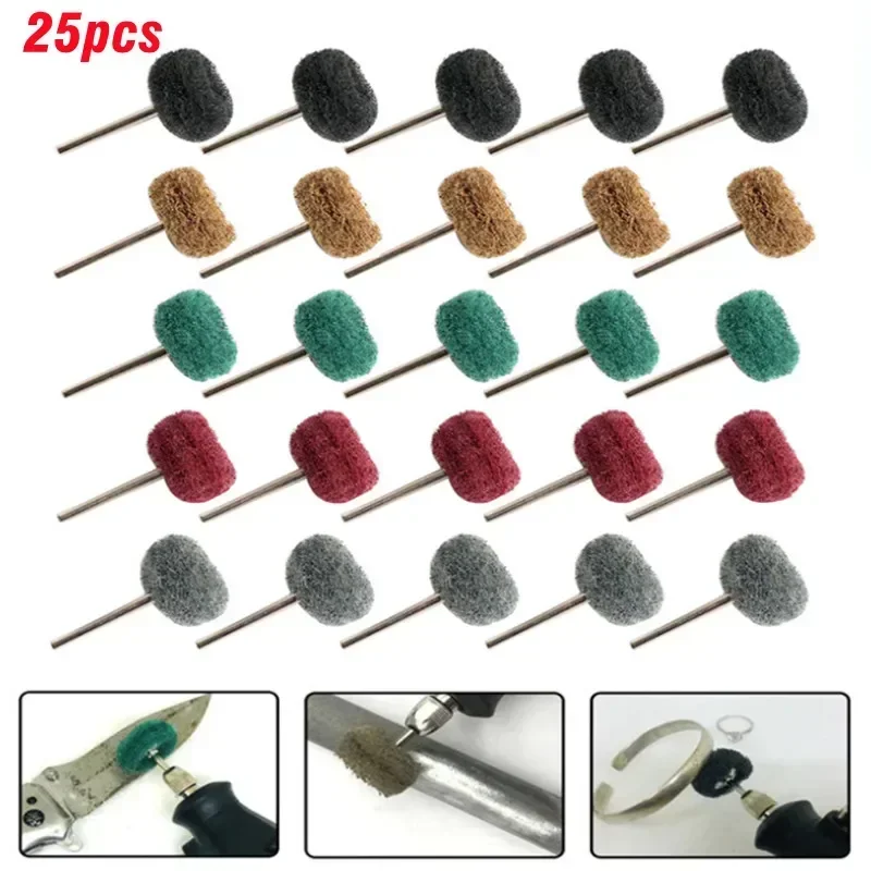 Vástago de rueda de taladro, 25 uds., pulido de fibra con juego de cepillos de nailon de 3mm/2,35mm, accesorios abrasivos Dremel para Mini pulido rotativo