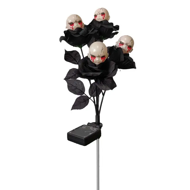 Solar Ghost Garden Stakes Lights 4-Branches Rose Ghost Stake Lights Light Up 4-Branches Rose Ghost Garden Stakes For Yard Lawn