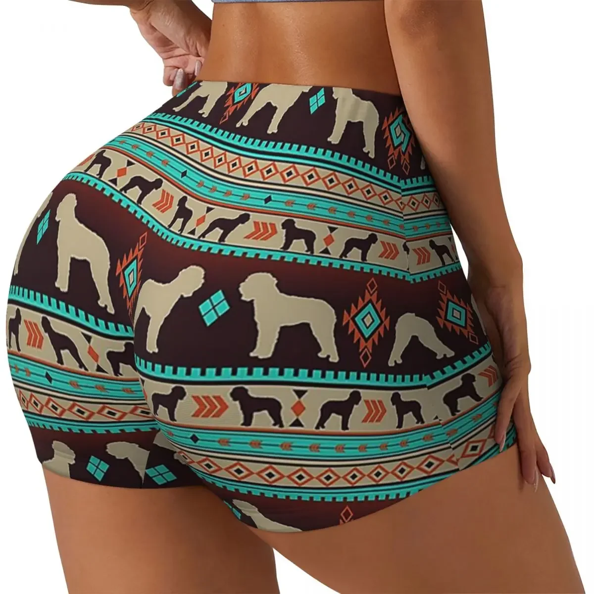 Custom Boho Dogs Lagotto Romagnolo Sunset Women Gym Workout Running Shorts Athletic Volleyball Biker Yoga Shorts