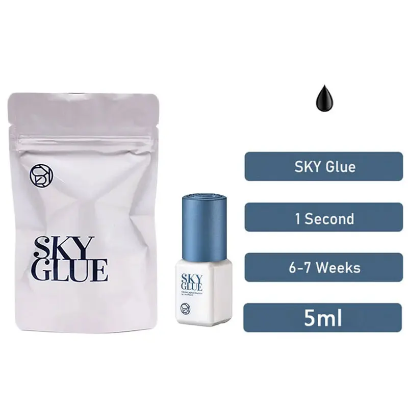 5 ml schnell trocknender SKY-Kleber für Wimpernverlängerung Korea Original S Plus Wimpernkleber mit roter Kappe, langlebig, mit versiegelter Tasche