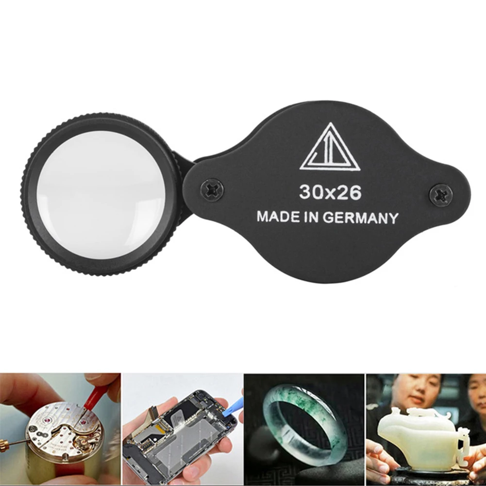 Folding Jewllery Loupe Portable Magnifying Glass Pocket Jewllery Magnifier Glasses 30X Magnification for Antique Appreciation