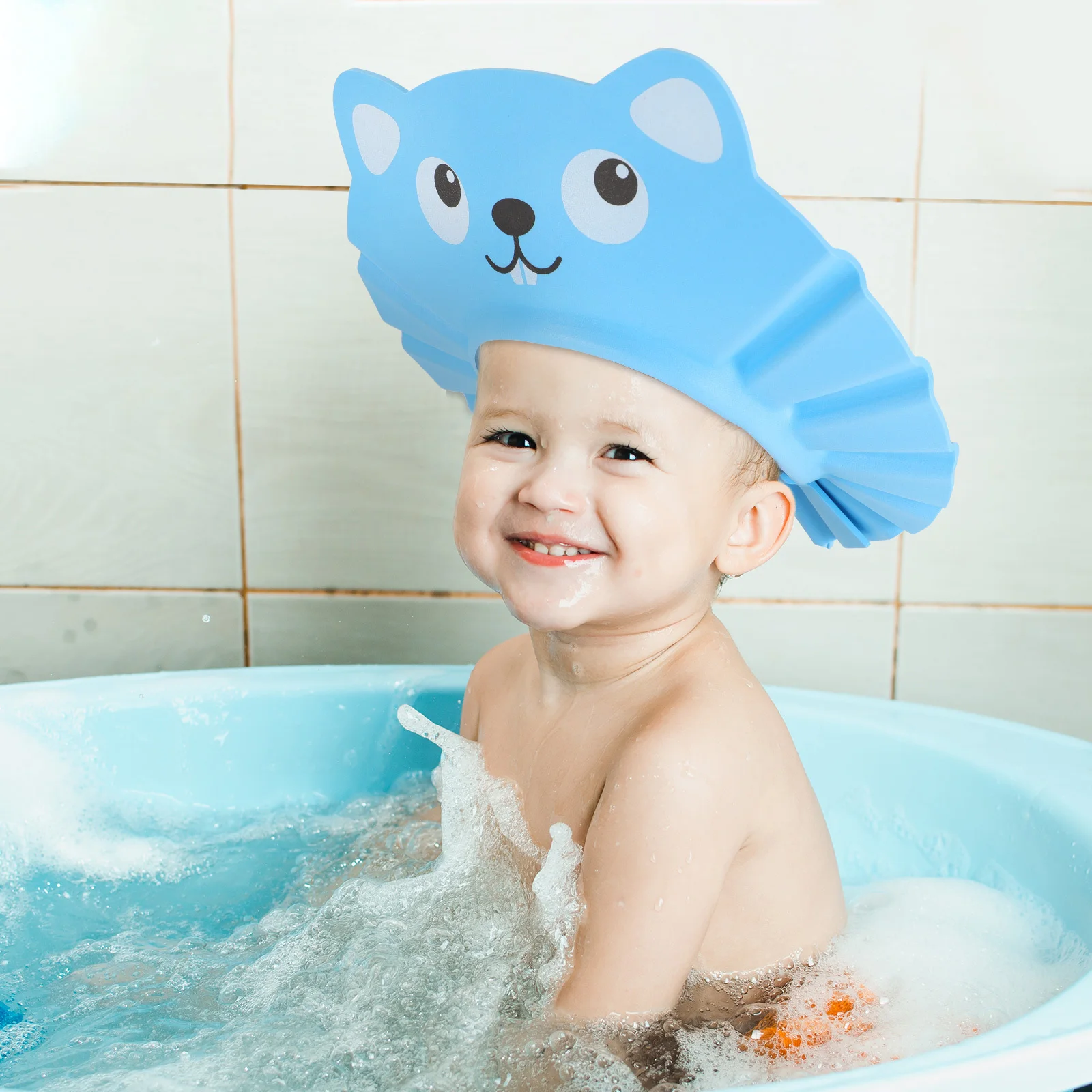 2 قطعة قبعات شامبو الطفل قابل للتعديل إيفا حمام القبعات أطفال الأطفال حماية الرأس الوردي الأزرق الألوان قبعات استحمام الطفل