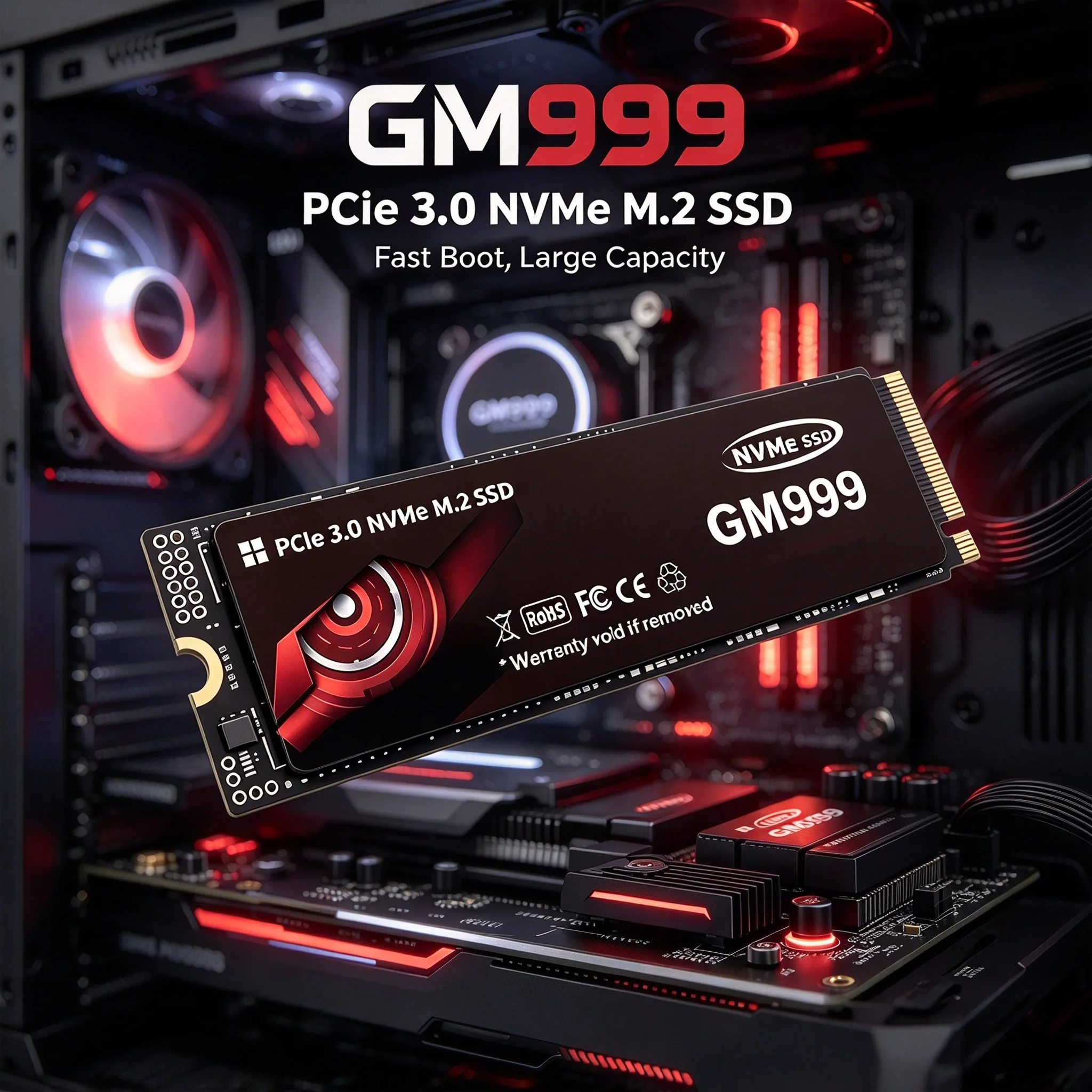 GM999 NVMe M.2 Embedded Solid State Disk, 4TB/1TB/500GB/2TB, Quick Transfer Drive, Desktop, Notebook, Laptop, Computer.