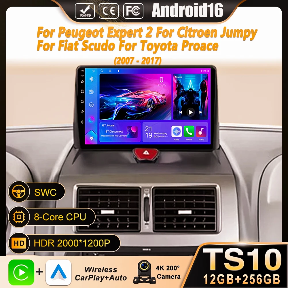 Android Auto Car Radio Carplay For Peugeot Expert 2 For Citroen Jumpy For Fiat Scudo For Toyota Proace 2007-2017 Navigation GPS