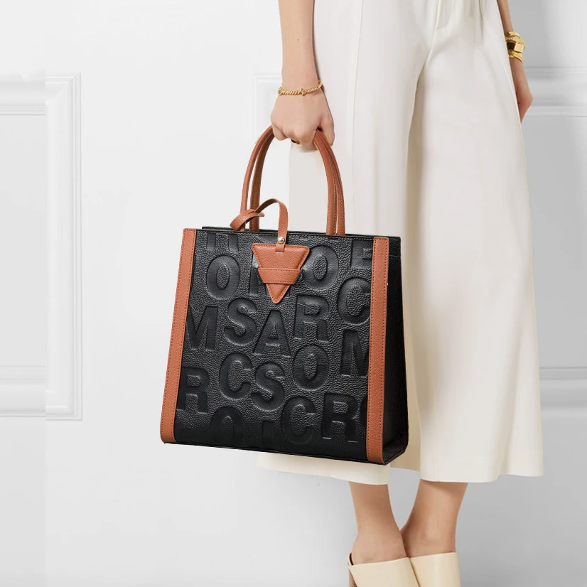

Genuine Leather Women's Handbag New 2026 Letter Design Large Capacity Mom Bag Shoulder Crossbody Tote Bag